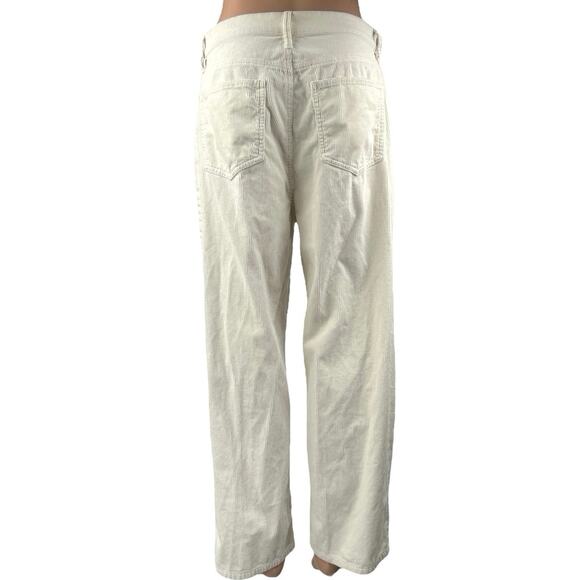Ann Taylor Easy Straight White Corduroy High Waist Wide Leg Trousers Pants Sz 10 - Picture 3 of 5
